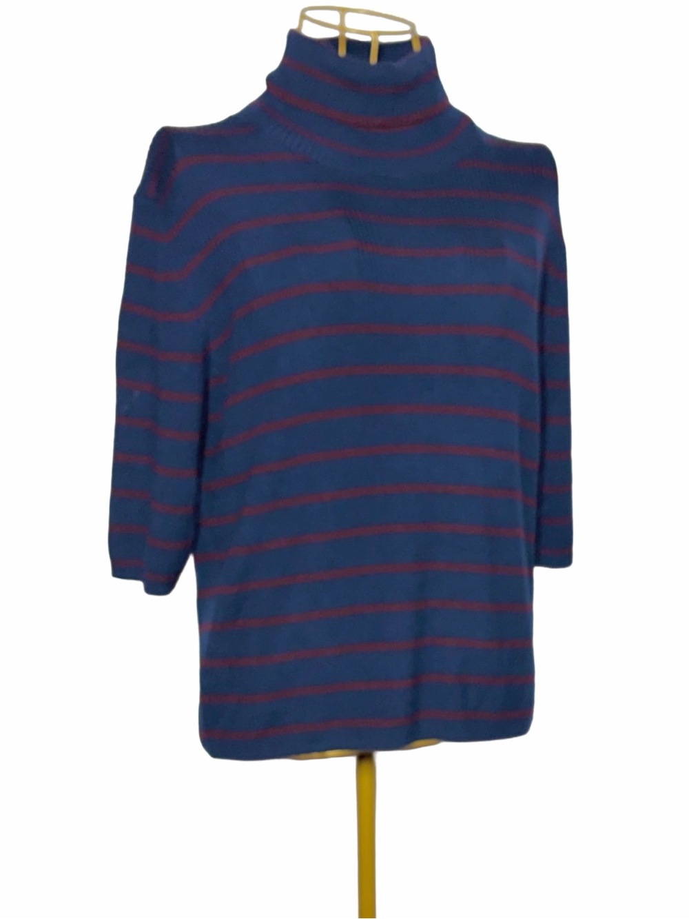 NWT Madewell Merino Wool Ribbed Turtleneck Tee in Deep Navy Stripe, NY532, XL - Picture 10 of 14